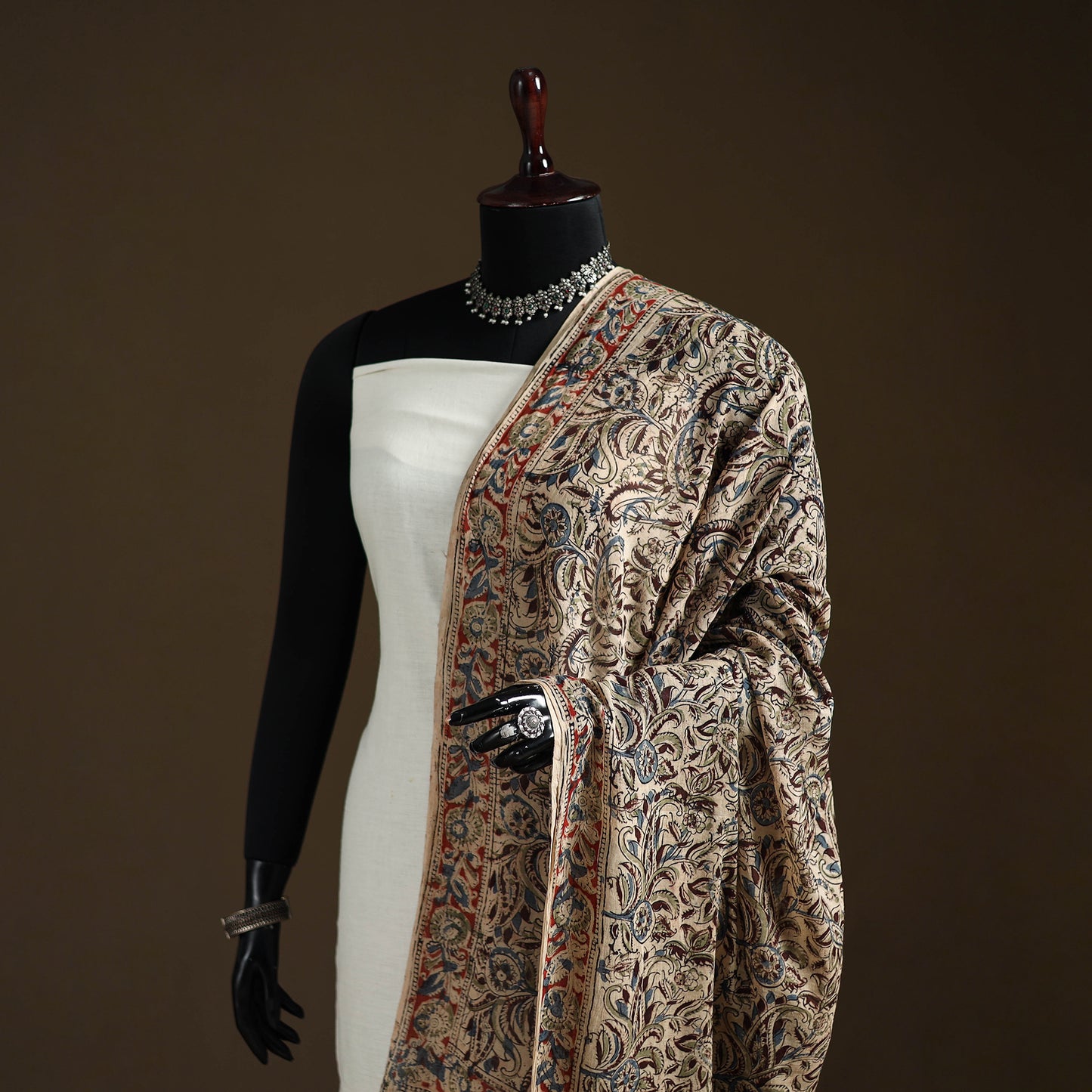 Kalamkari Hand Block Print Natural Dyed Cotton Dupatta 72