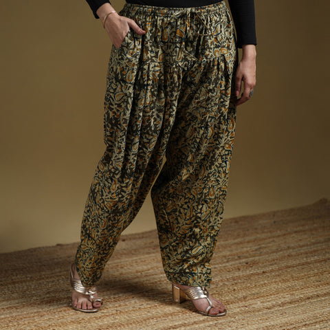 Green - Pedana Kalamkari Hand Block Print Natural Dyed Cotton Salwar 02