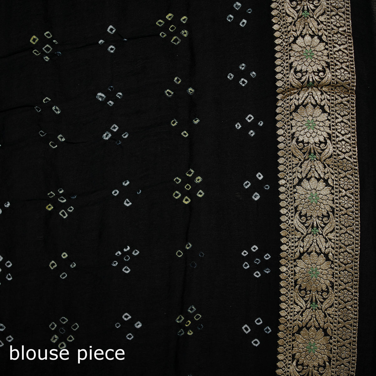 Kutch Bandhani Fine Georgette Banarasi Neem Zari Jaal Saree 05