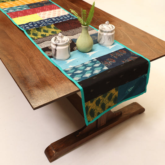 Block Printed Patchwork Cotton Table Runner (58 x 13 in)