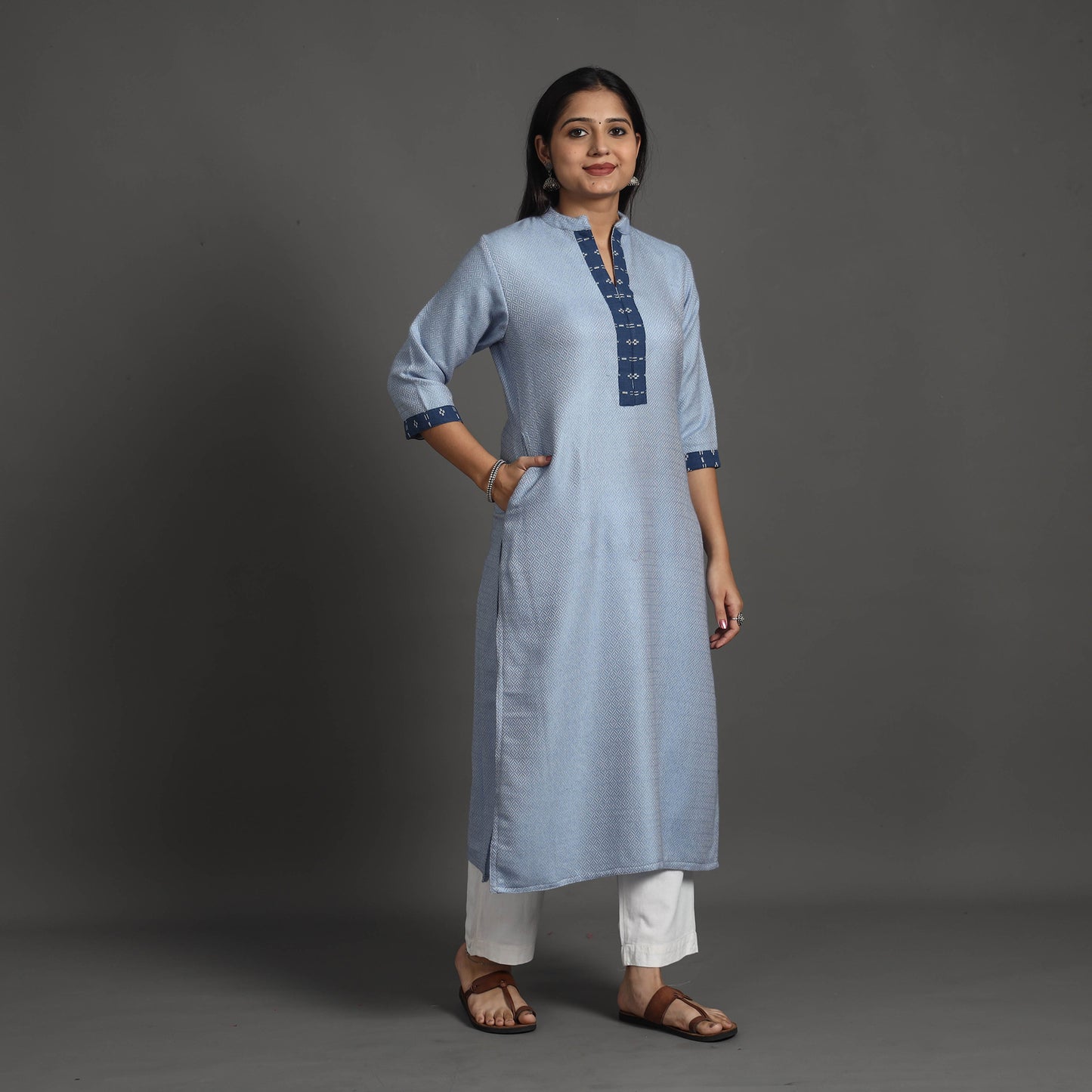 Rosie Sky Blue Merino Woolen Kurta