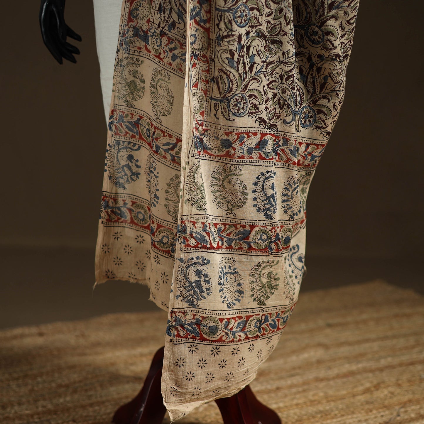 Kalamkari Hand Block Print Natural Dyed Cotton Dupatta 72