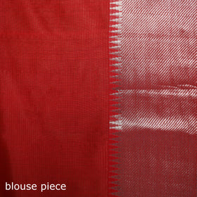 Red - Pure Handwoven Mangalagiri Silk Cotton Pattu Saree with Zari Border 17
