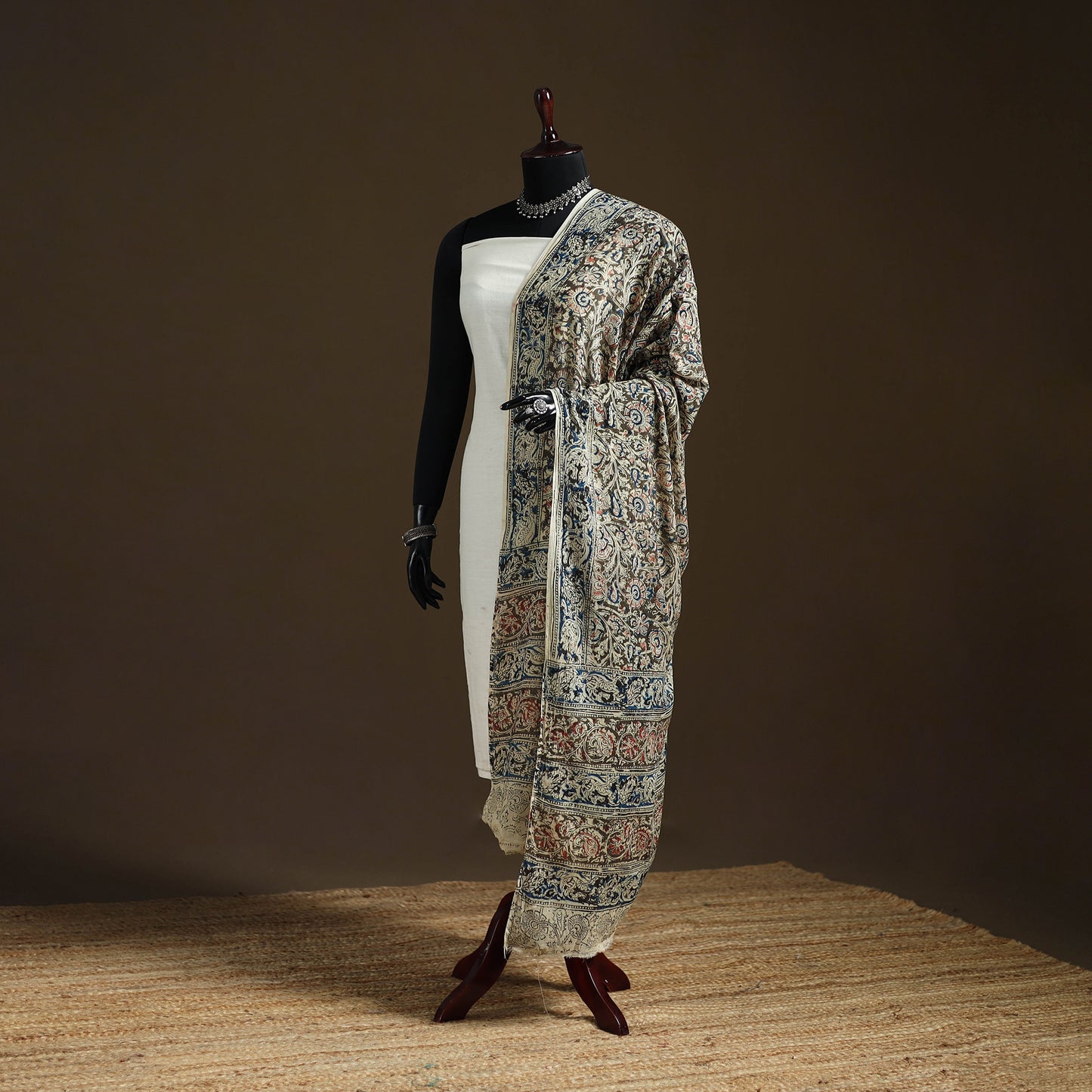 Kalamkari Hand Block Print Natural Dyed Cotton Dupatta 73