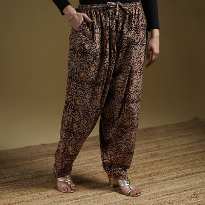 Maroon - Pedana Kalamkari Hand Block Print Natural Dyed Cotton Salwar 01