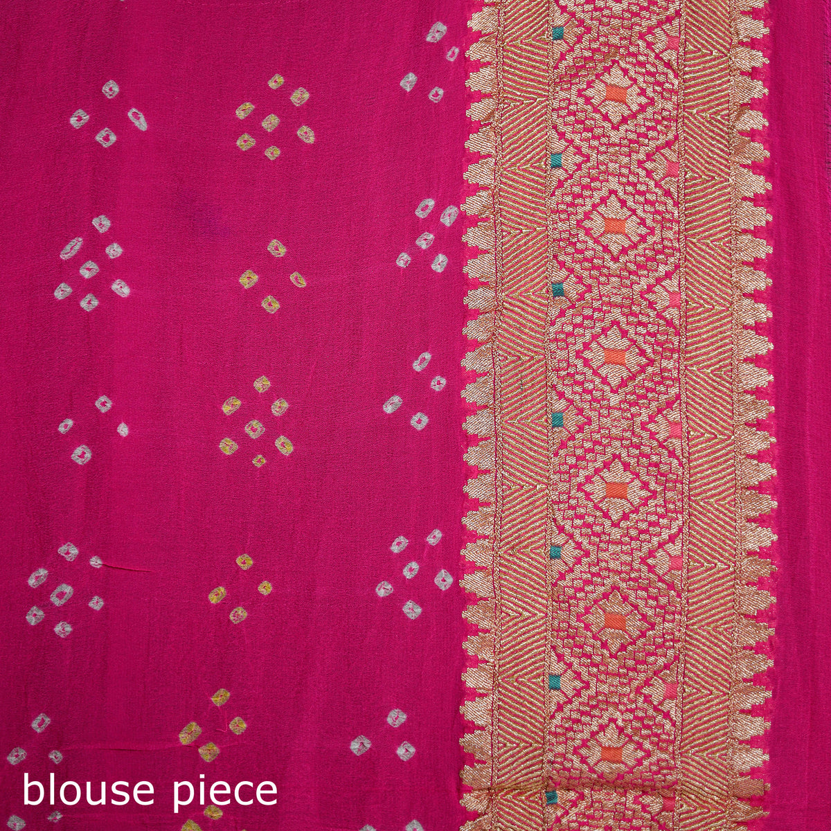 Kutch Bandhani Fine Georgette Banarasi Neem Zari Jaal Saree 06