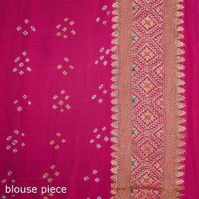 Kutch Bandhani Fine Georgette Banarasi Neem Zari Jaal Saree 06