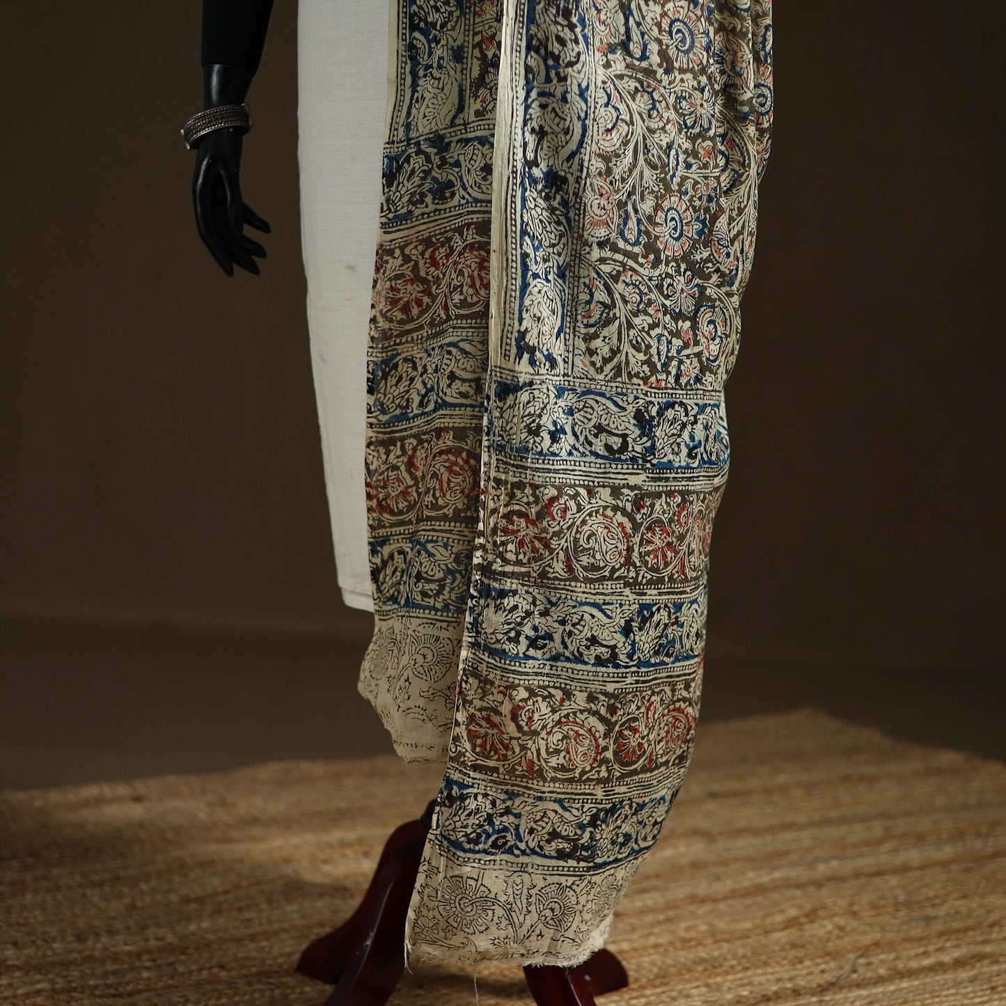 Kalamkari Hand Block Print Natural Dyed Cotton Dupatta 73