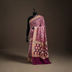 Kutch Bandhani Fine Georgette Banarasi Neem Zari Jaal Saree 07