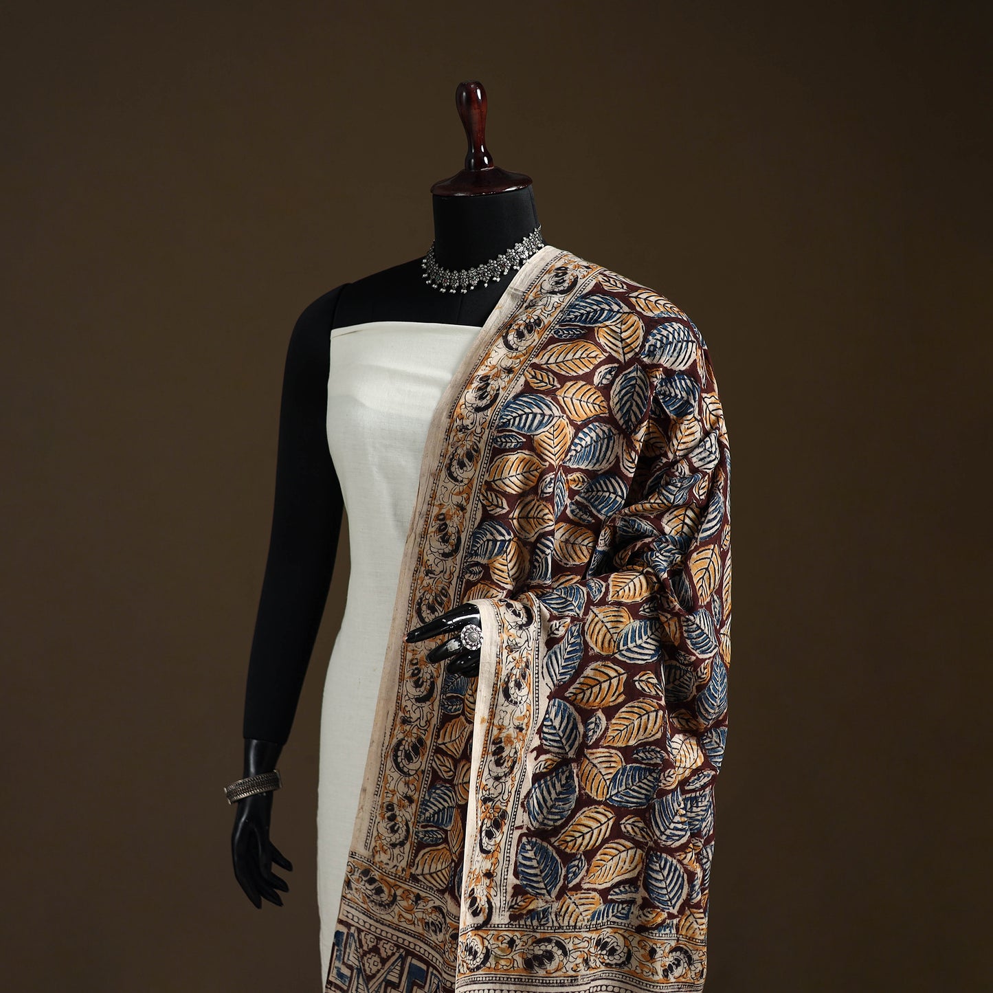 Kalamkari Hand Block Print Natural Dyed Cotton Dupatta 74