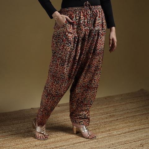 Red - Pedana Kalamkari Hand Block Print Natural Dyed Cotton Salwar 12