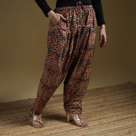 Red - Pedana Kalamkari Hand Block Print Natural Dyed Cotton Salwar 12