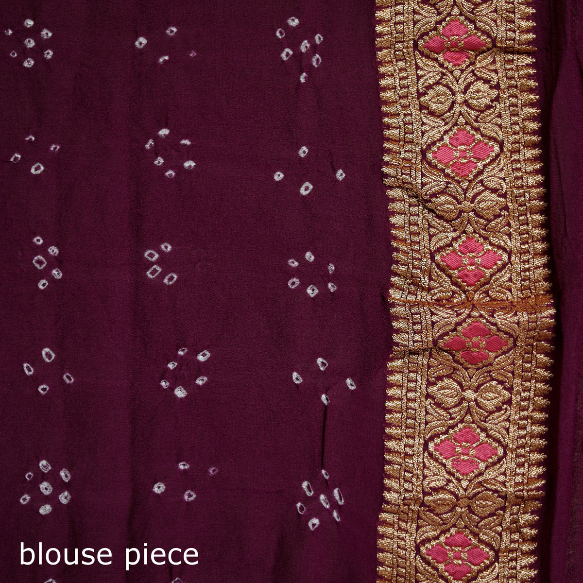 Kutch Bandhani Fine Georgette Banarasi Neem Zari Jaal Saree 07