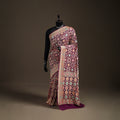 Kutch Bandhani Fine Georgette Banarasi Neem Zari Jaal Saree 08