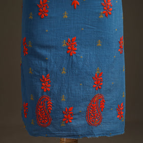Lucknowi Chikankari Hand Embroidered Cotton Unstitched Kurta Material (2.5M) 19
