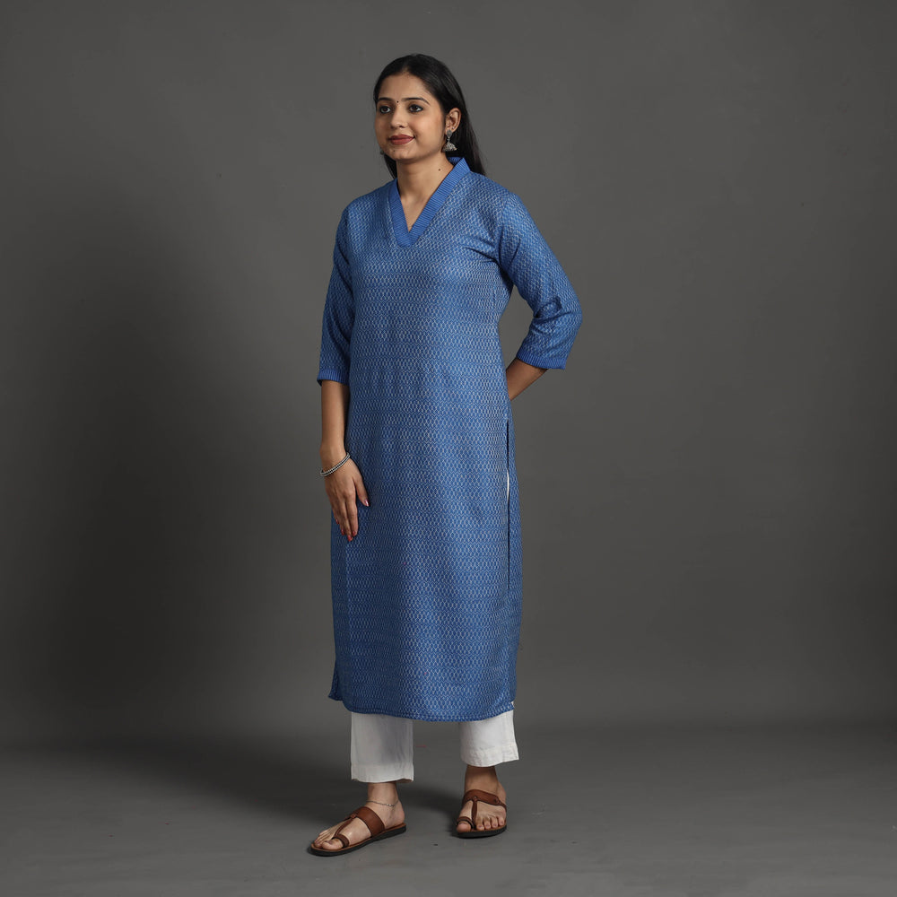 Raha Blue Merino Woolen Kurta