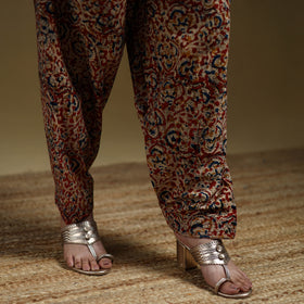 Red - Pedana Kalamkari Hand Block Print Natural Dyed Cotton Salwar 12