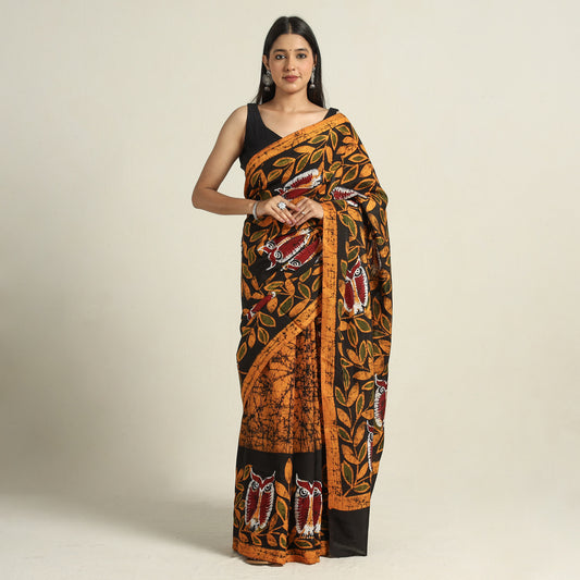 batik printed cotton saree