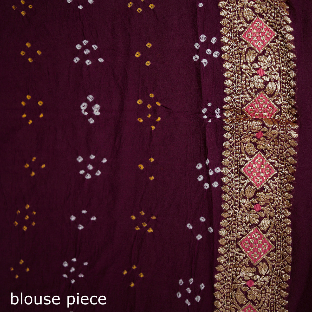 Kutch Bandhani Fine Georgette Banarasi Neem Zari Jaal Saree 08