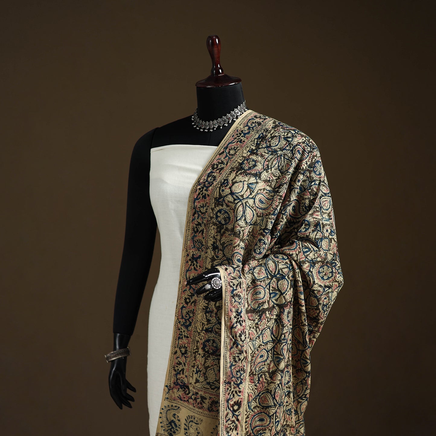 Kalamkari Hand Block Print Natural Dyed Cotton Dupatta 76