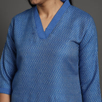 Raha Blue Merino Woolen Kurta