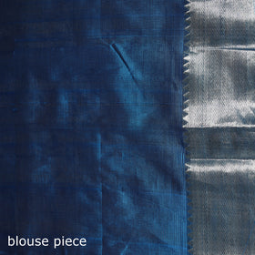 Blue - Pure Handwoven Mangalagiri Silk Cotton Pattu Saree with Zari Border 20