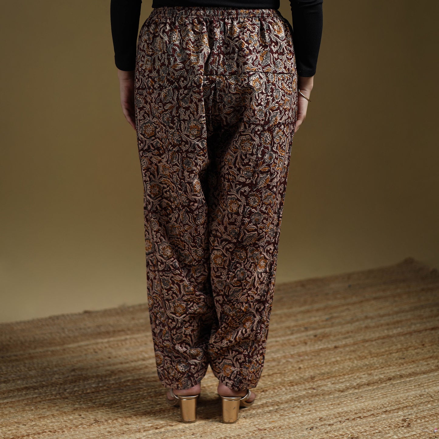 Maroon - Pedana Kalamkari Hand Block Print Natural Dyed Cotton Salwar 07