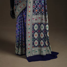 Kutch Bandhani Fine Georgette Banarasi Neem Zari Jaal Saree 09