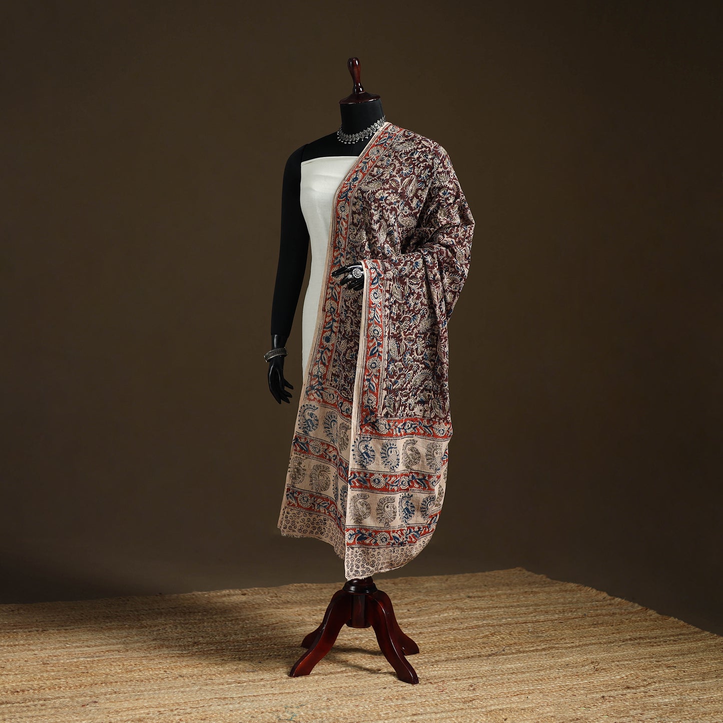 Kalamkari Hand Block Print Natural Dyed Cotton Dupatta 77
