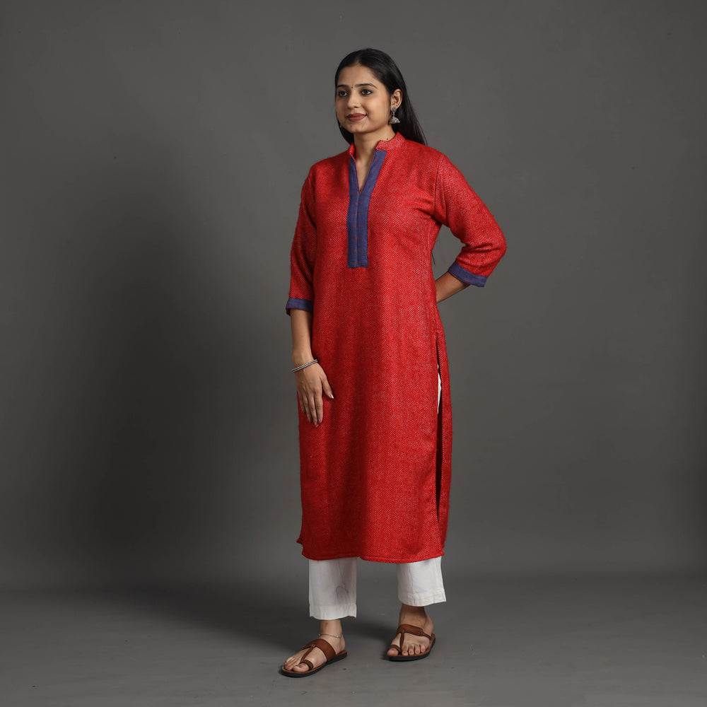 Apeksha Red Merino Woolen Kurta