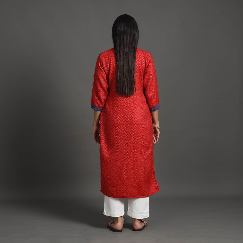 Apeksha Red Merino Woolen Kurta