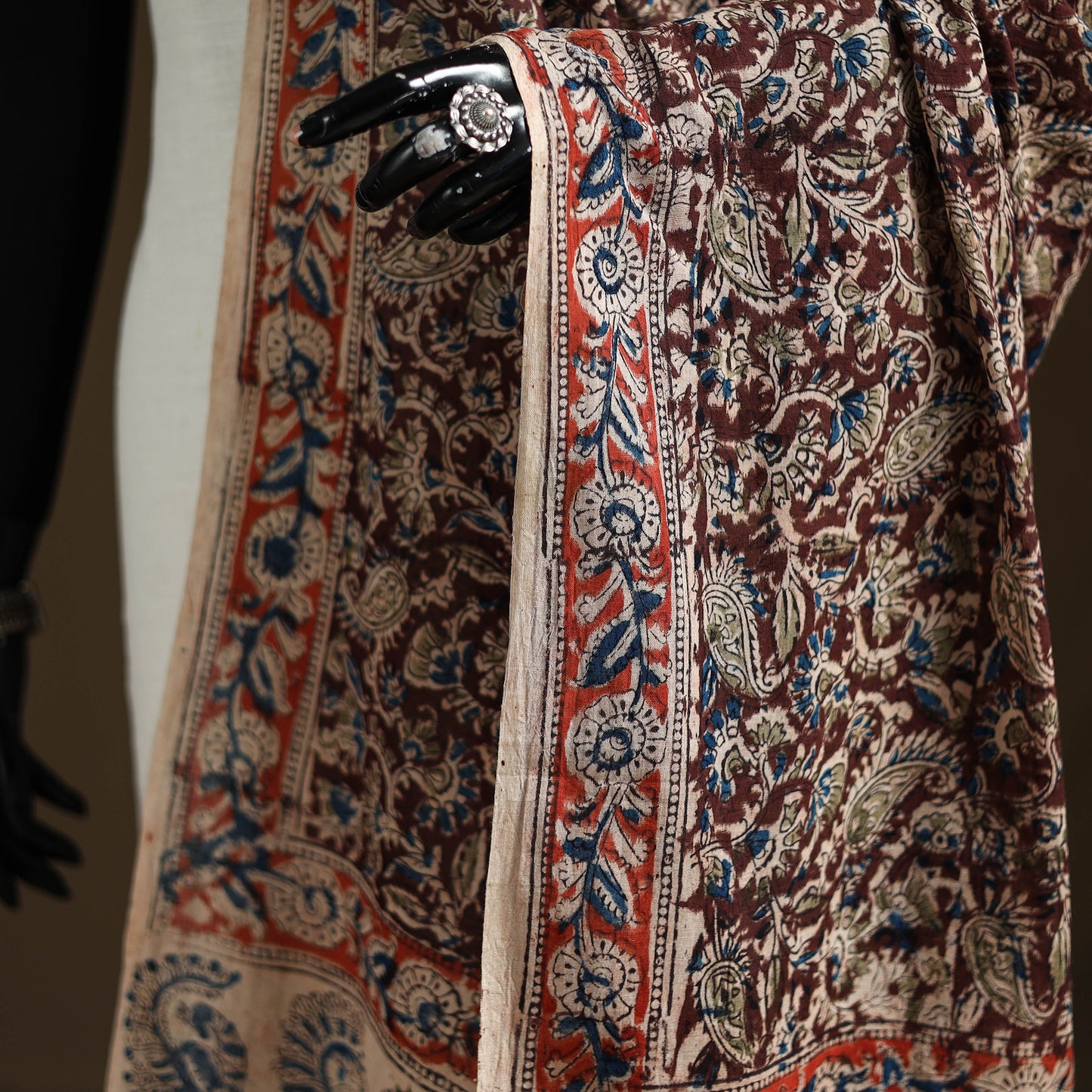 Kalamkari Hand Block Print Natural Dyed Cotton Dupatta 77