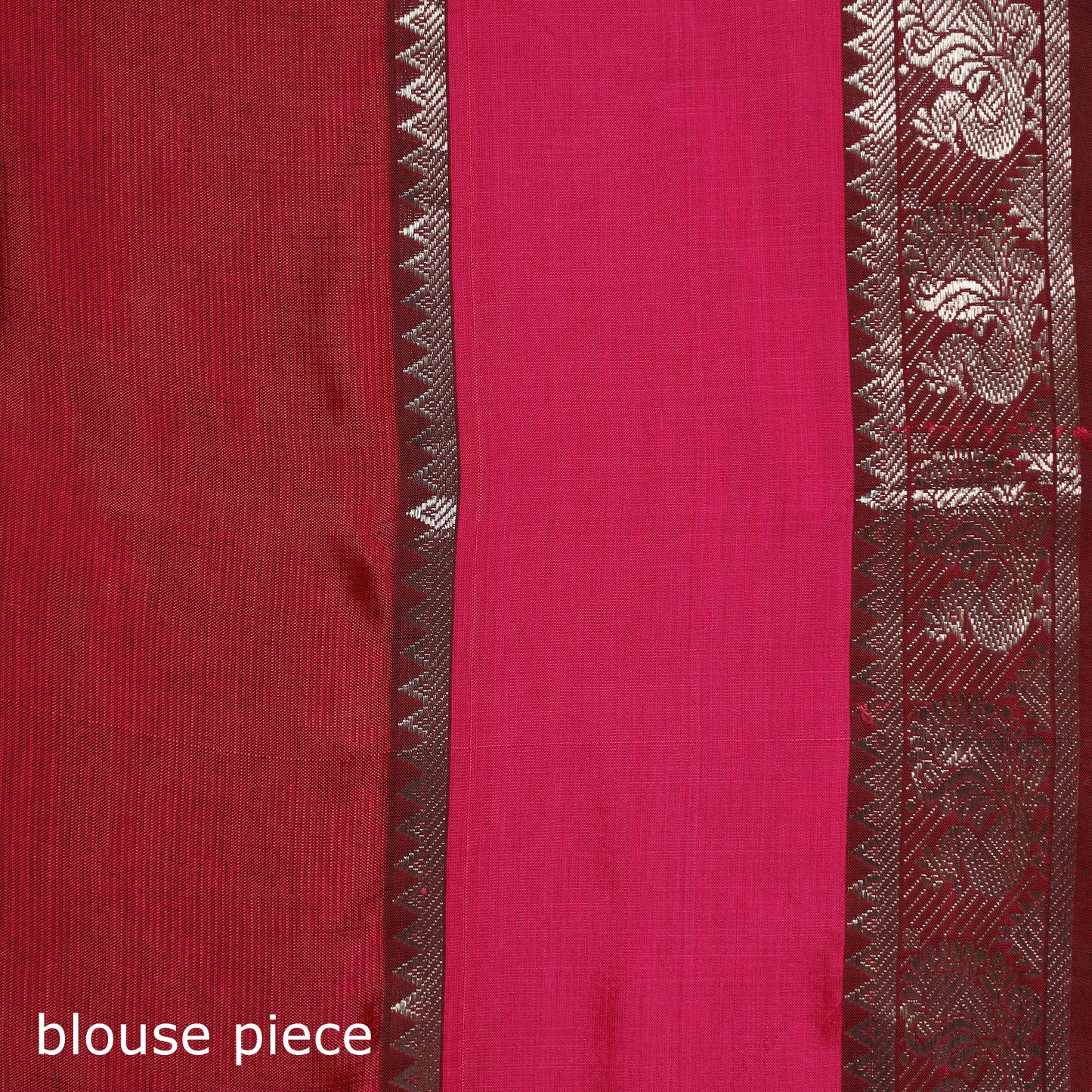 Pink - Pure Handwoven Mangalagiri Silk Cotton Pattu Saree with Zari Border 21