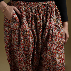 Red - Pedana Kalamkari Hand Block Print Natural Dyed Cotton Salwar 19