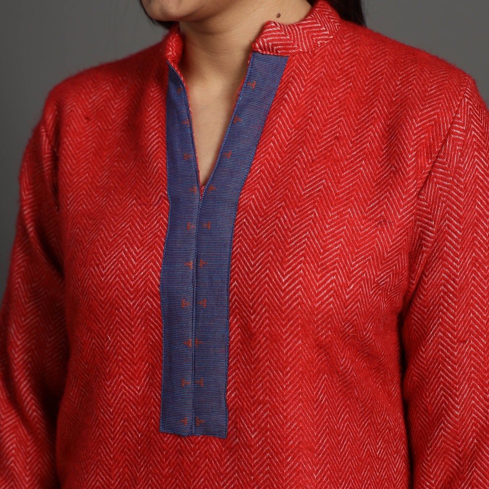 Apeksha Red Merino Woolen Kurta