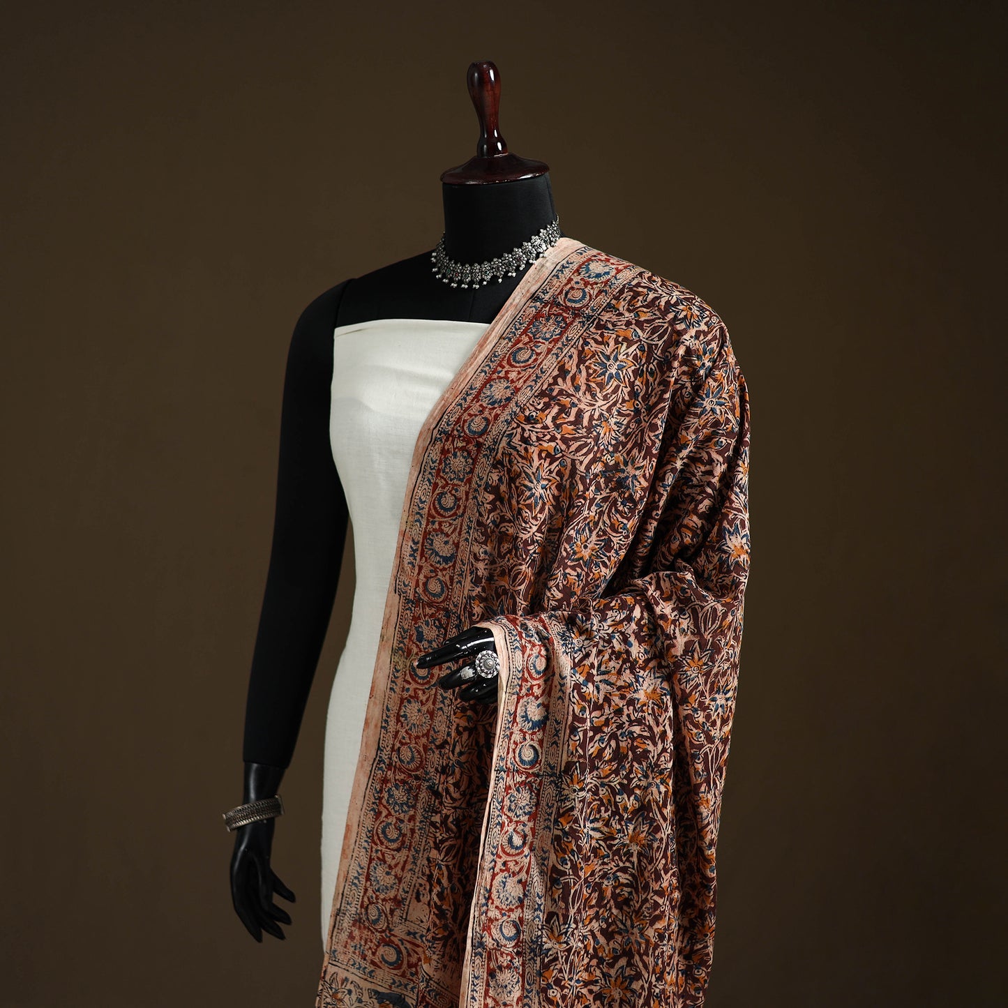 Kalamkari Hand Block Print Natural Dyed Cotton Dupatta 78