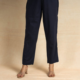 Blue Hand Block Printed Cotton Kaftan & Pyjama Night Suit Set 