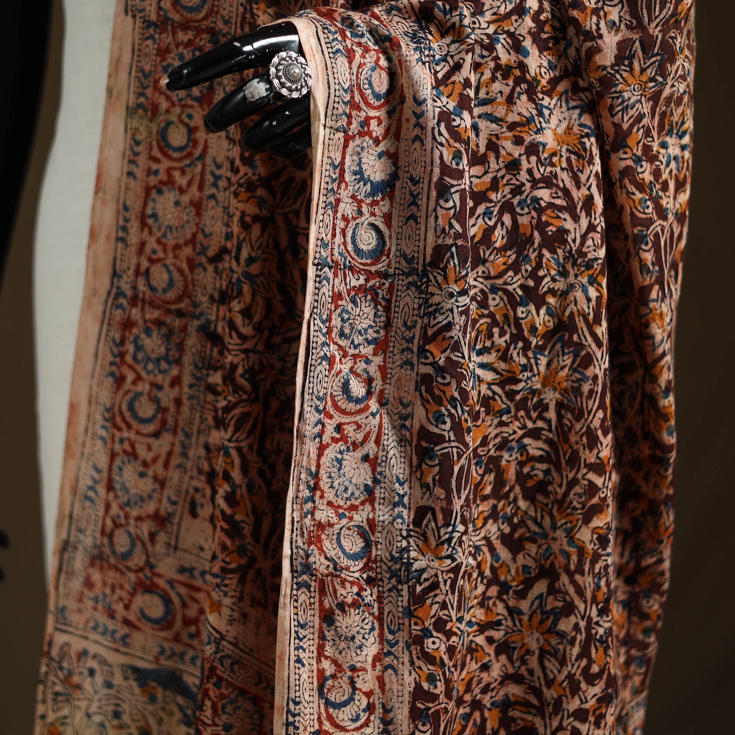 Kalamkari Hand Block Print Natural Dyed Cotton Dupatta 78