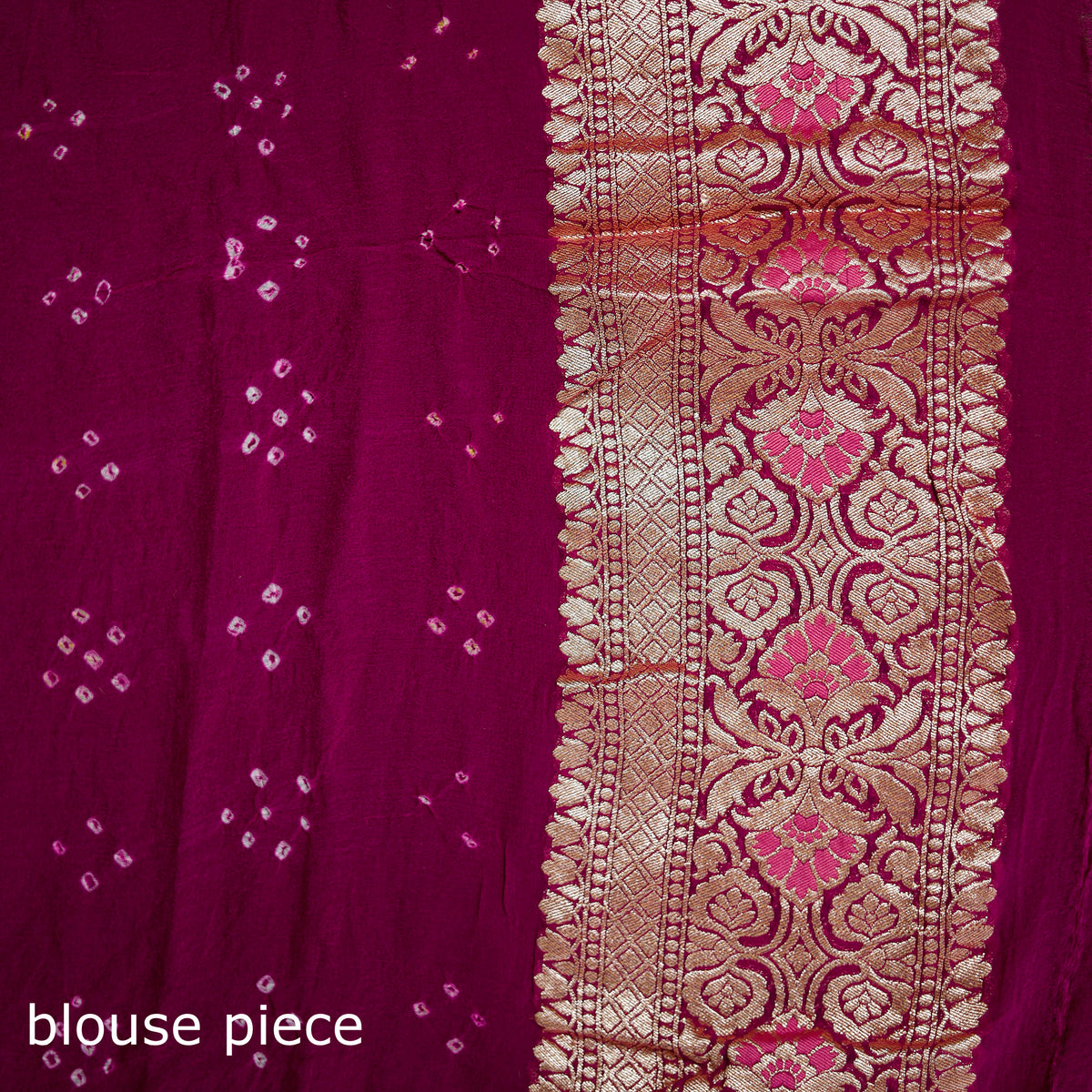 Kutch Bandhani Fine Georgette Banarasi Neem Zari Jaal Saree 10