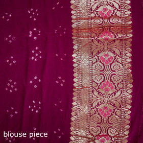 Kutch Bandhani Fine Georgette Banarasi Neem Zari Jaal Saree 10