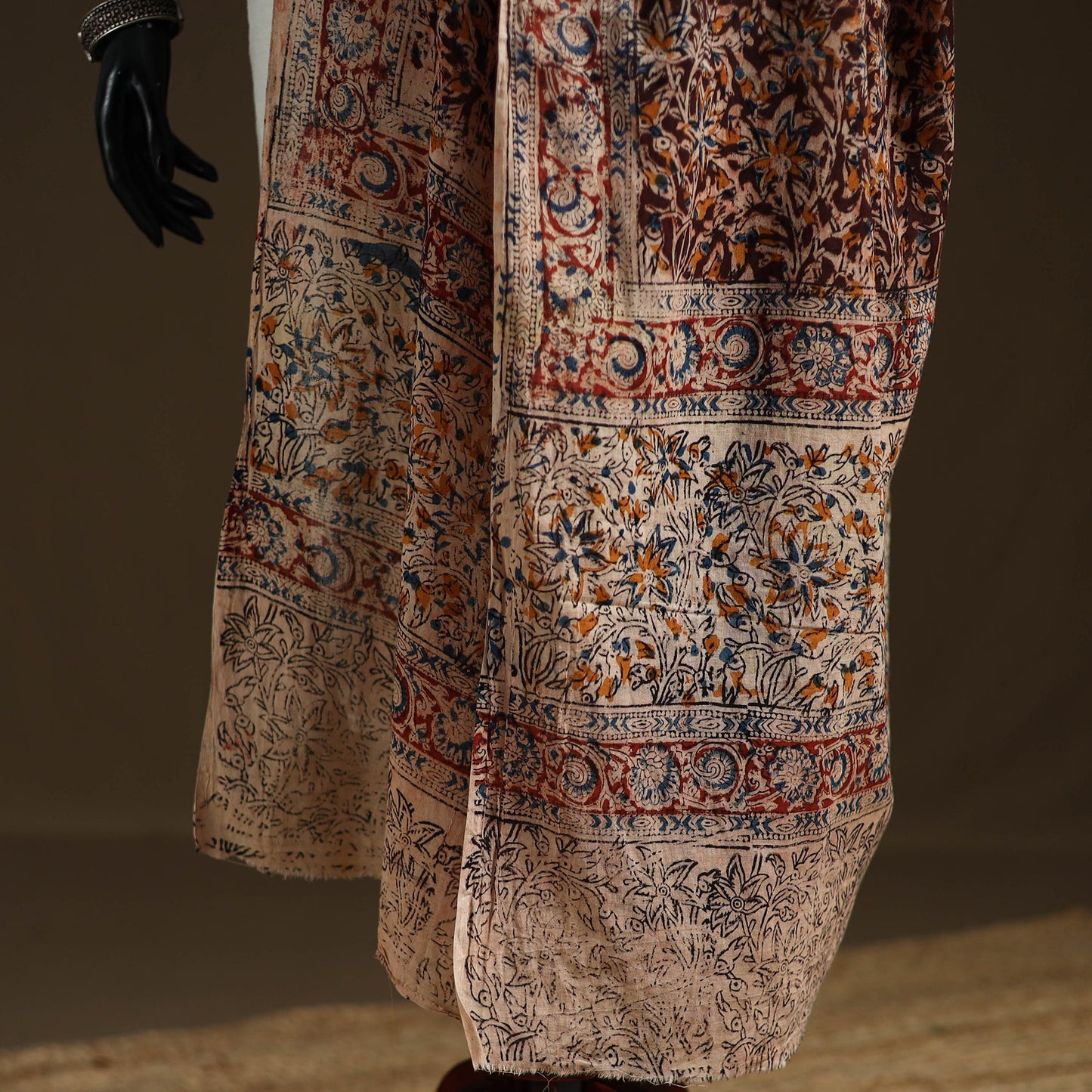 Kalamkari Hand Block Print Natural Dyed Cotton Dupatta 78