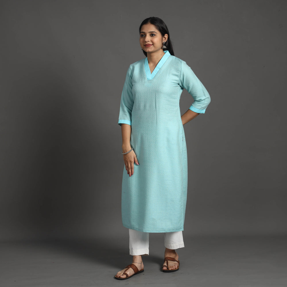 Zahira Light Blue Merino Woolen Kurta