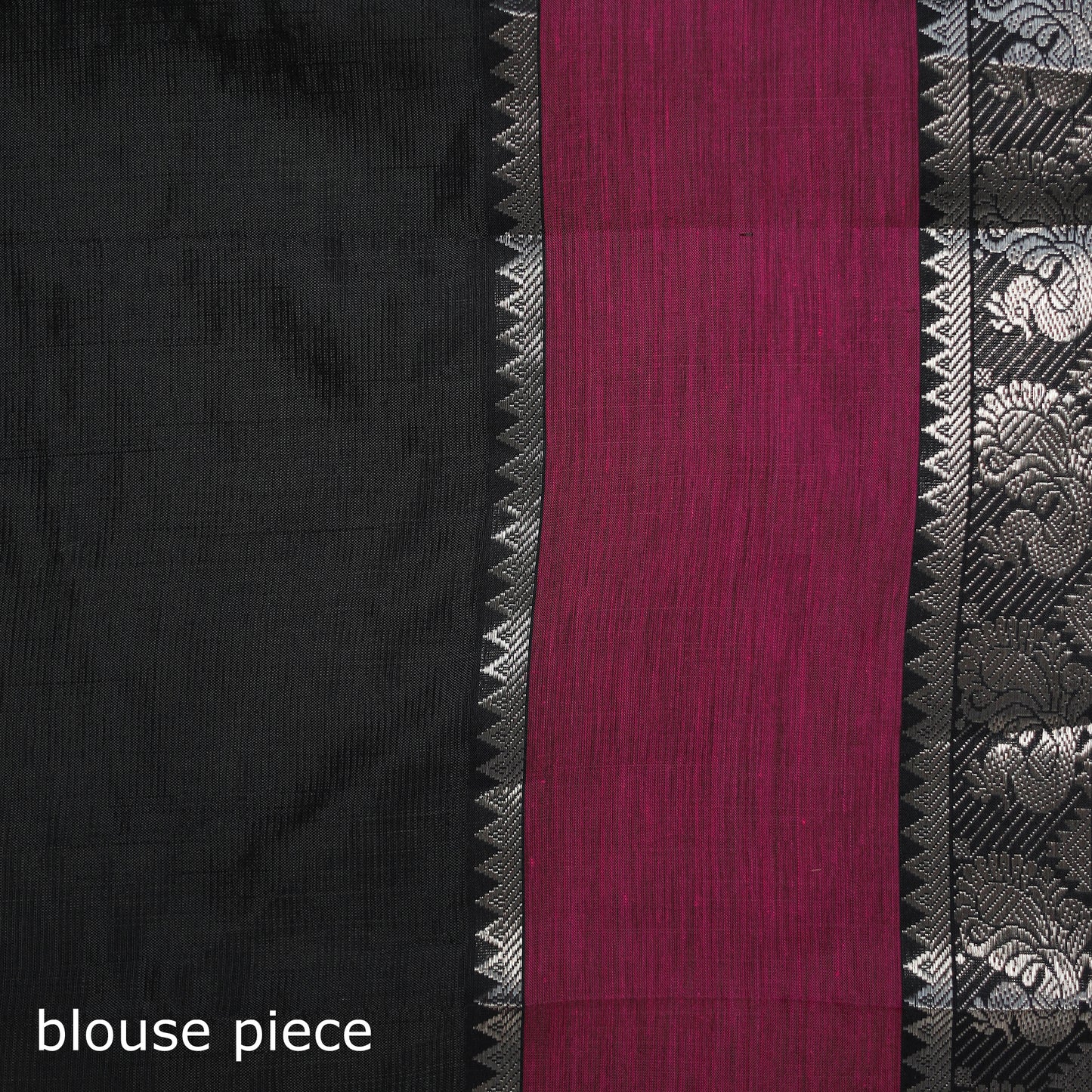 Black - Pure Handwoven Mangalagiri Silk Cotton Pattu Saree with Zari Border 22