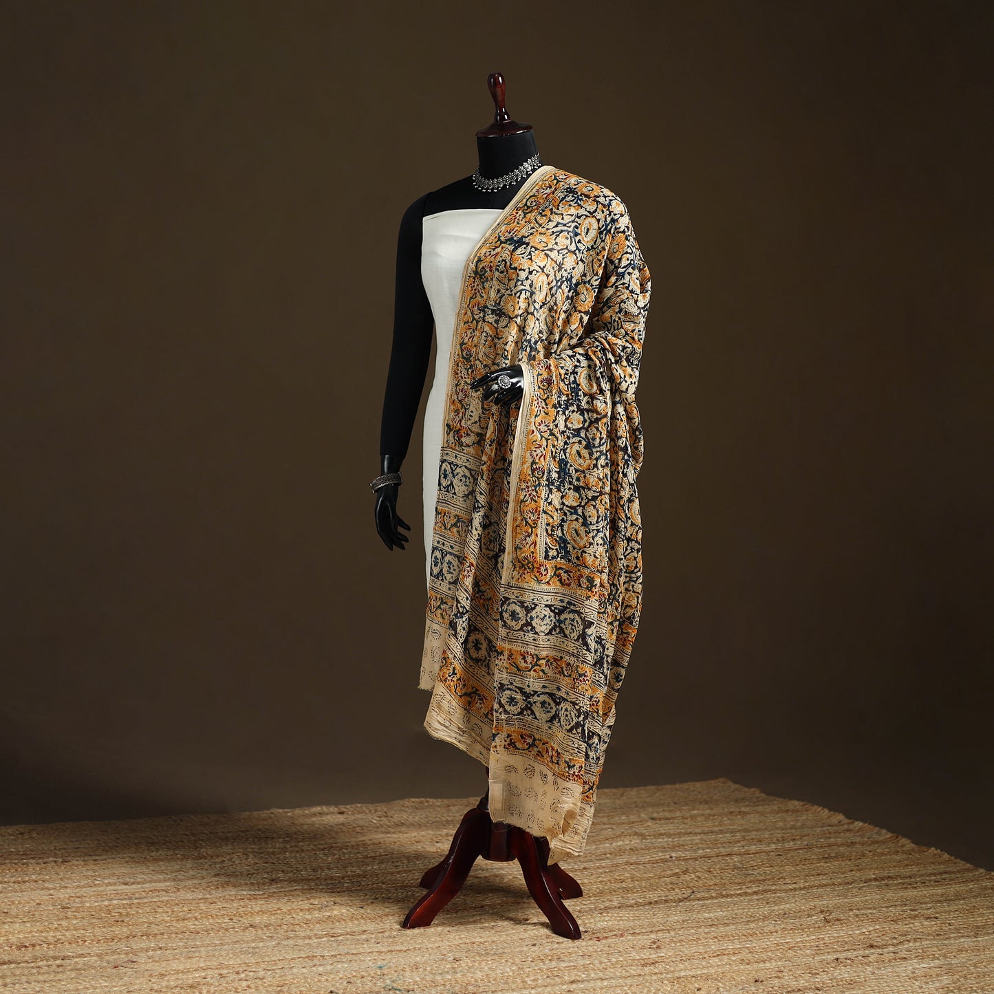 Kalamkari Hand Block Print Natural Dyed Cotton Dupatta 79