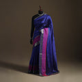 Blue - Pure Handwoven Mangalagiri Silk Cotton Pattu Saree with Zari Border 23