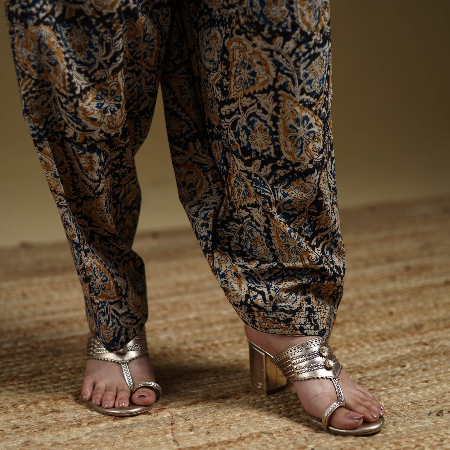 Black - Pedana Kalamkari Hand Block Print Natural Dyed Cotton Salwar 18