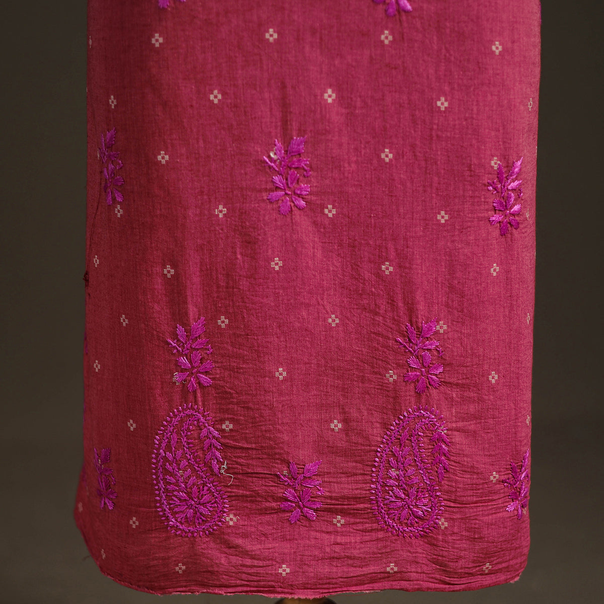 Lucknowi Chikankari Hand Embroidered Cotton Unstitched Kurta Material (2.5M) 22