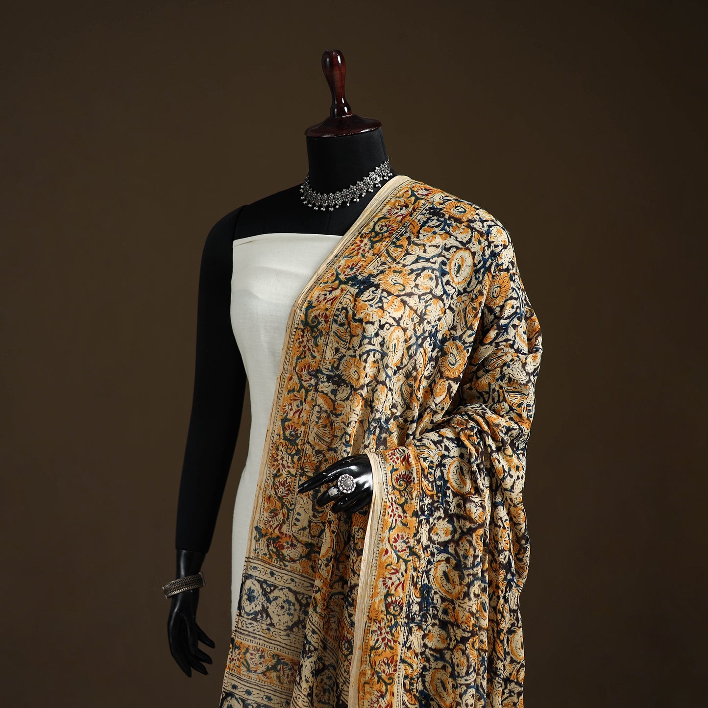 Kalamkari Hand Block Print Natural Dyed Cotton Dupatta 79