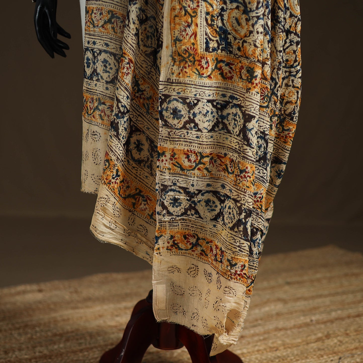Kalamkari Hand Block Print Natural Dyed Cotton Dupatta 79
