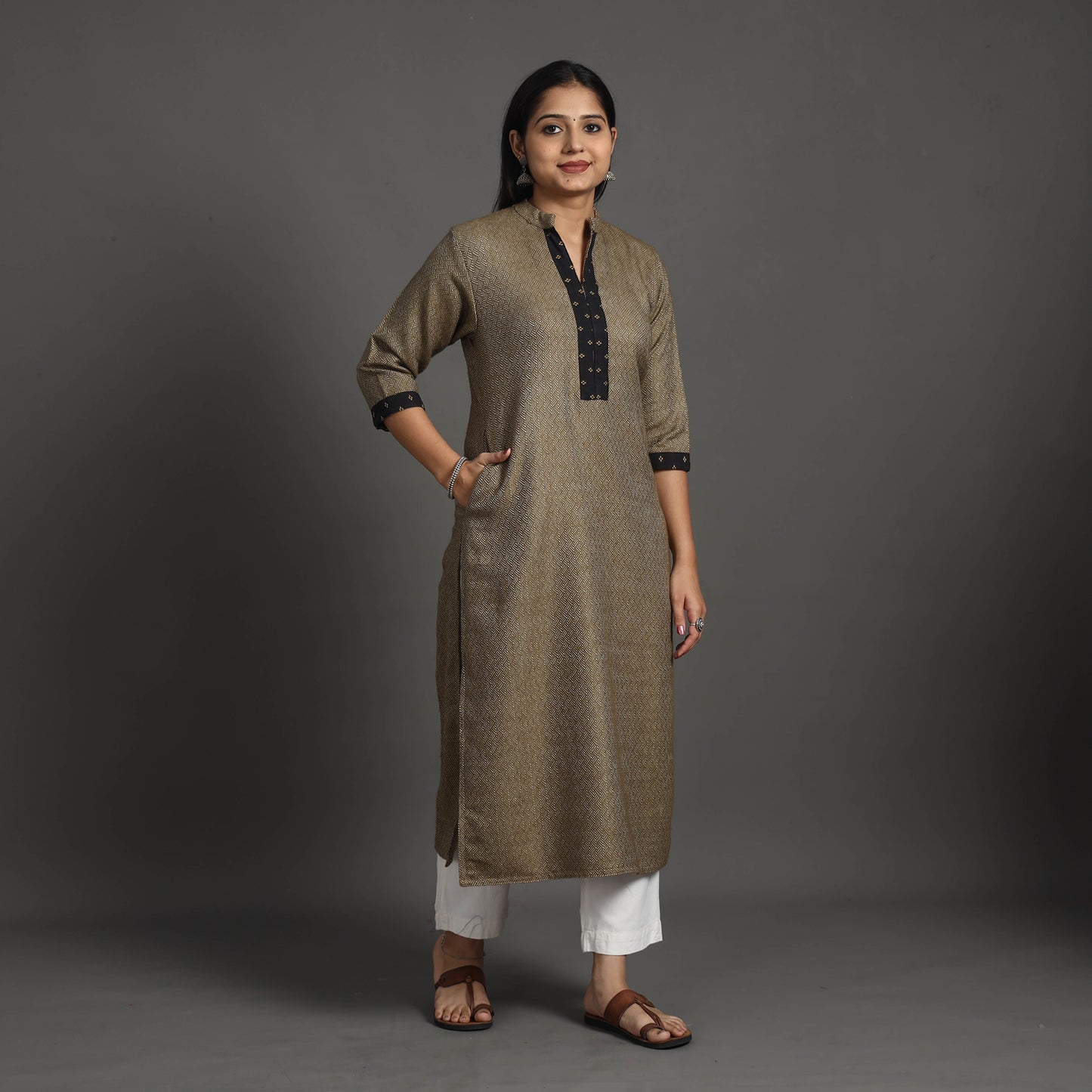 Shuchi Brown Merino Woolen Kurta